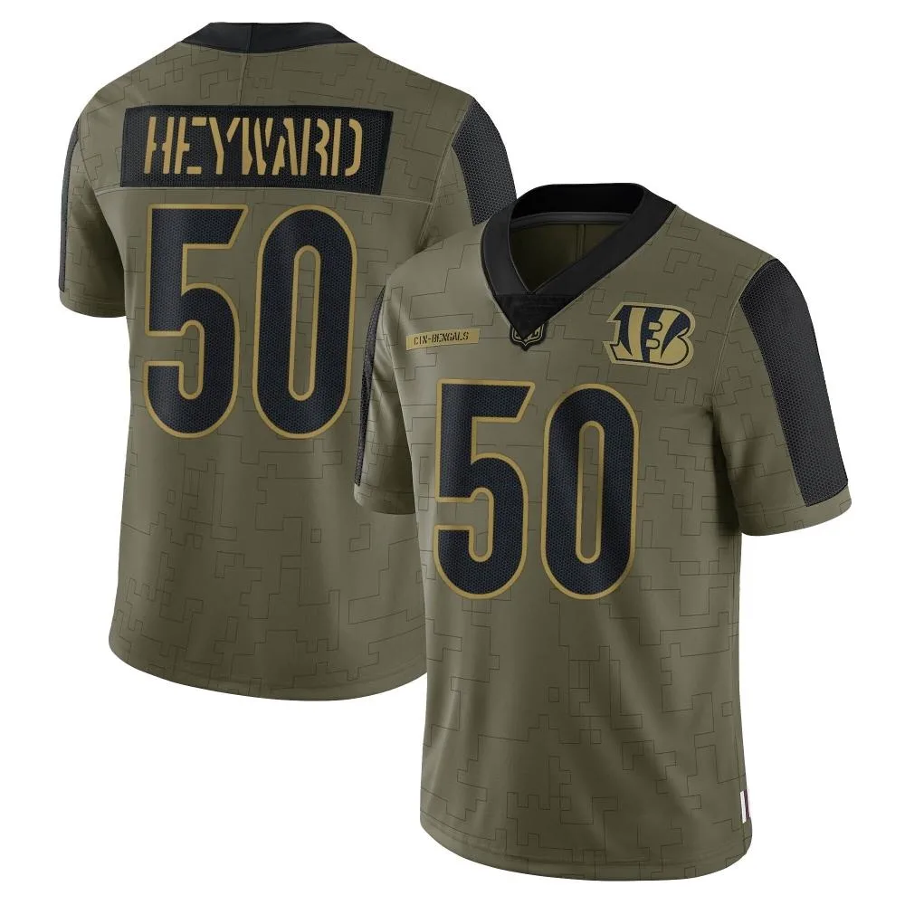 Men's Cincinnati Bengals Shaka Heyward Nike 2021 Salute To Service Limited Olive Jersey Men's Cincinnati Bengals Shaka Heyward Nike 2021 Salute To Service Limited Olive Jersey