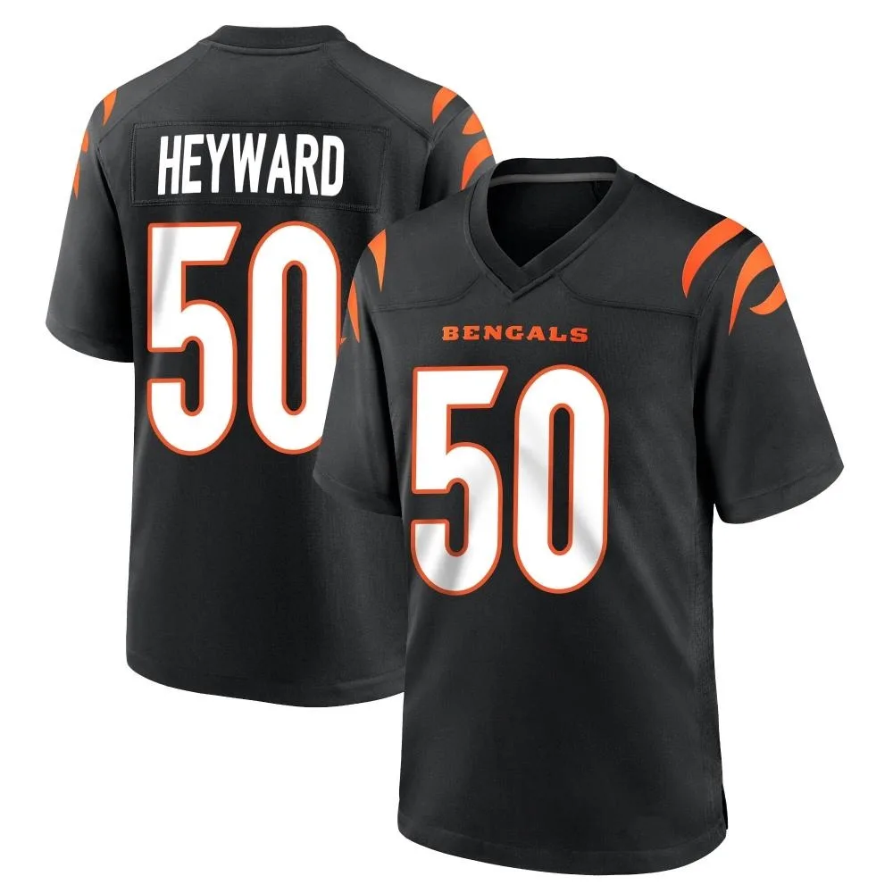 Men's Cincinnati Bengals Shaka Heyward Nike Team Color Game Black Jersey Men's Cincinnati Bengals Shaka Heyward Nike Team Color Game Black Jersey