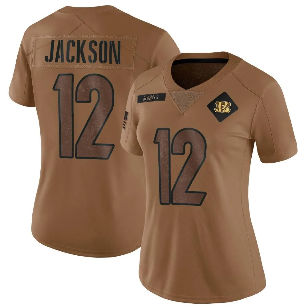 Women's Cincinnati Bengals Shedrick Jackson Nike 2023 Salute To Service Limited Brown Jersey Women's Cincinnati Bengals Shedrick Jackson Nike 2023 Salute To Service Limited Brown Jersey