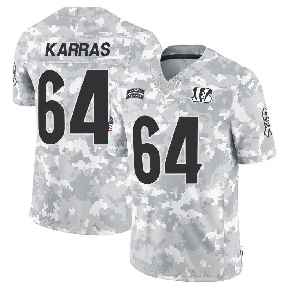 Men's Cincinnati Bengals Ted Karras Nike 2024 Salute to Service Limited Arctic Camo Jersey Men's Cincinnati Bengals Ted Karras Nike 2024 Salute to Service Limited Arctic Camo Jersey