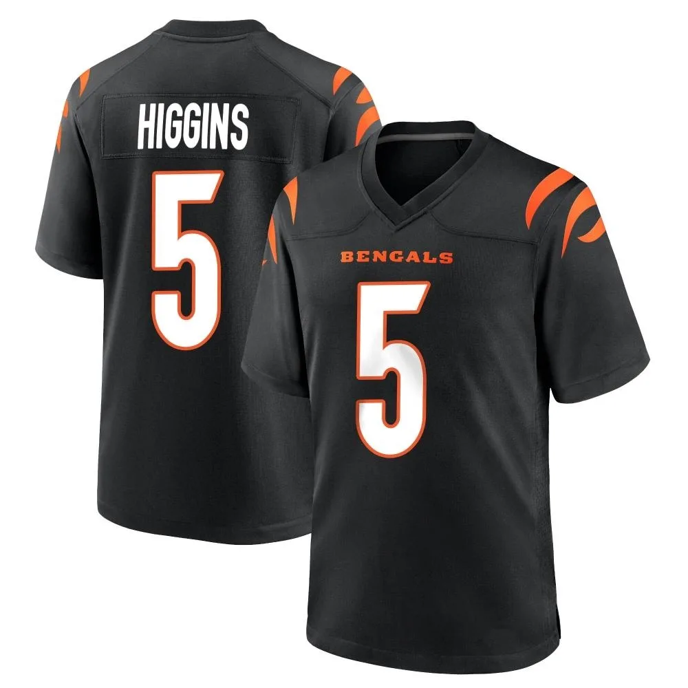 Men's Cincinnati Bengals Tee Higgins Nike Team Color Game Black Jersey Men's Cincinnati Bengals Tee Higgins Nike Team Color Game Black Jersey