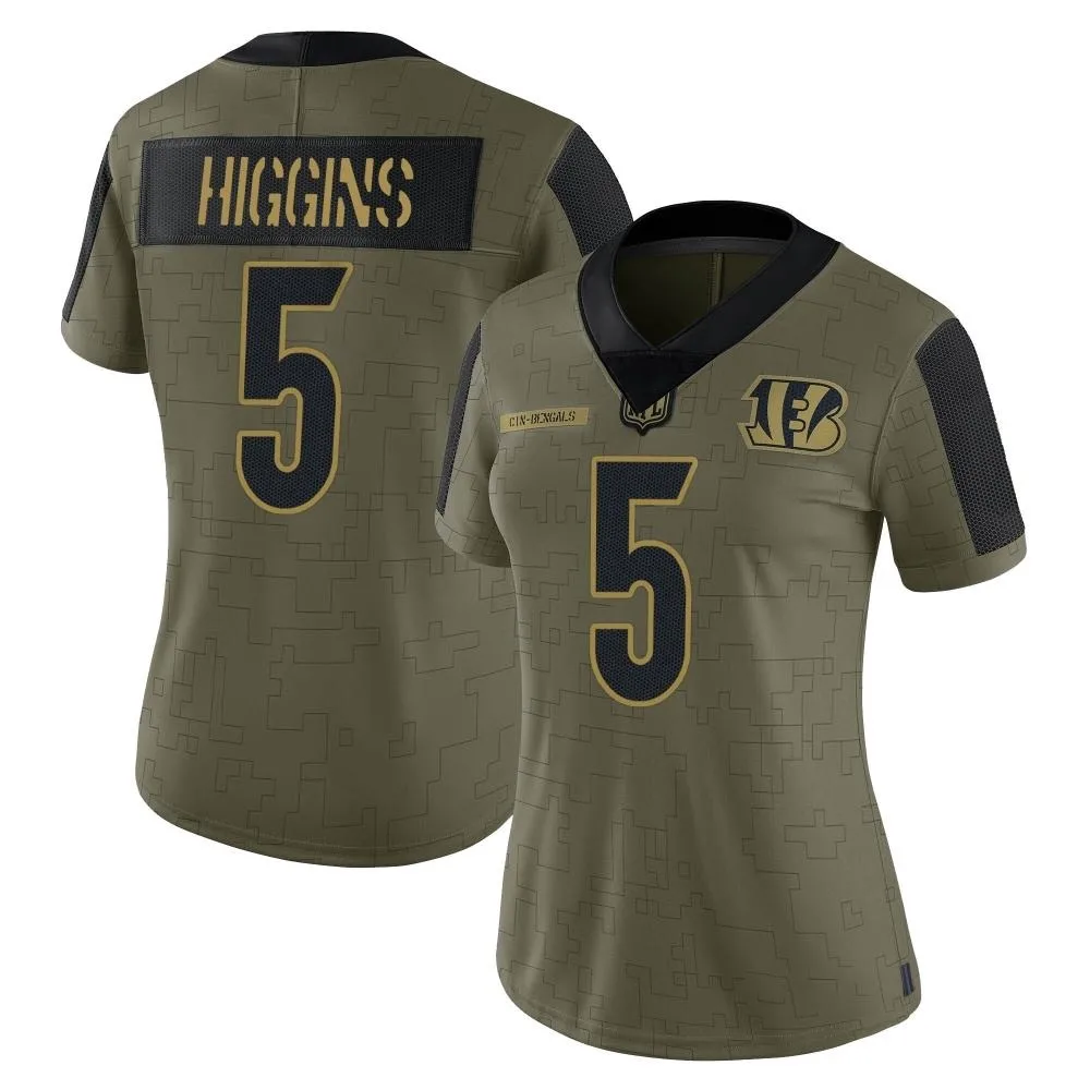 Women's Cincinnati Bengals Tee Higgins Nike 2021 Salute To Service Limited Olive Jersey Women's Cincinnati Bengals Tee Higgins Nike 2021 Salute To Service Limited Olive Jersey