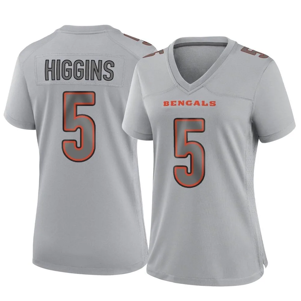 Women's Cincinnati Bengals Tee Higgins Nike Atmosphere Fashion Game Gray Jersey Women's Cincinnati Bengals Tee Higgins Nike Atmosphere Fashion Game Gray Jersey