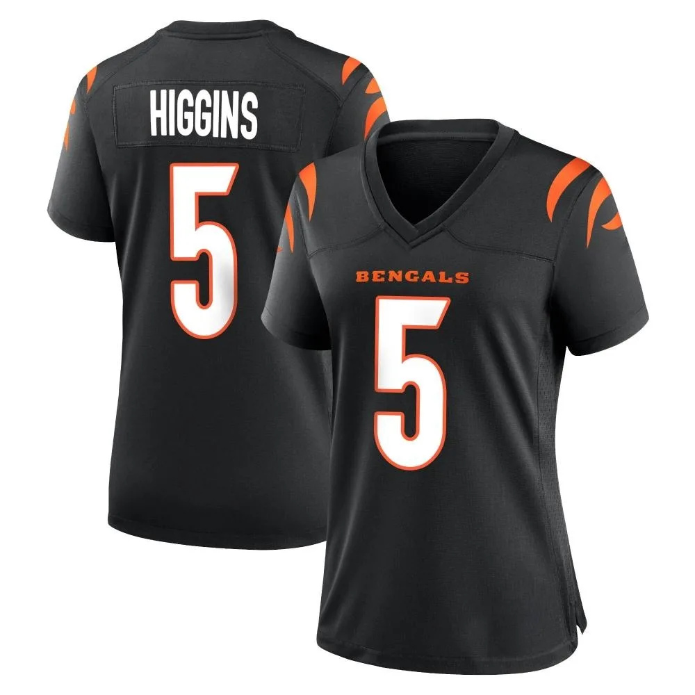 Women's Cincinnati Bengals Tee Higgins Nike Team Color Game Black Jersey Women's Cincinnati Bengals Tee Higgins Nike Team Color Game Black Jersey