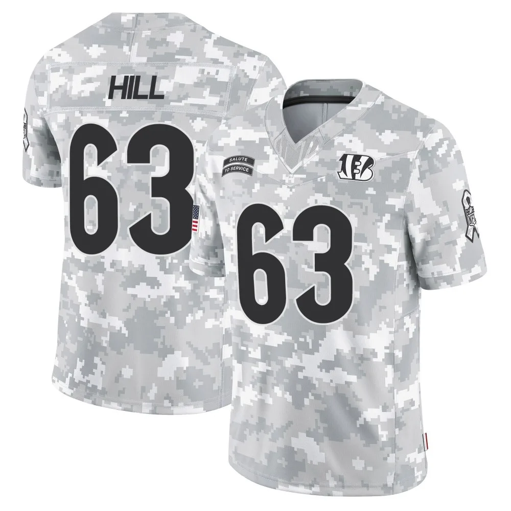 Men's Cincinnati Bengals Trey Hill Nike 2024 Salute to Service Limited Arctic Camo Jersey Men's Cincinnati Bengals Trey Hill Nike 2024 Salute to Service Limited Arctic Camo Jersey