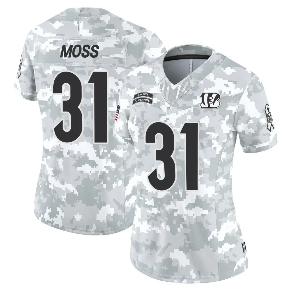 Women's Cincinnati Bengals Zack Moss Nike 2024 Salute to Service Limited Arctic Camo Jersey Women's Cincinnati Bengals Zack Moss Nike 2024 Salute to Service Limited Arctic Camo Jersey