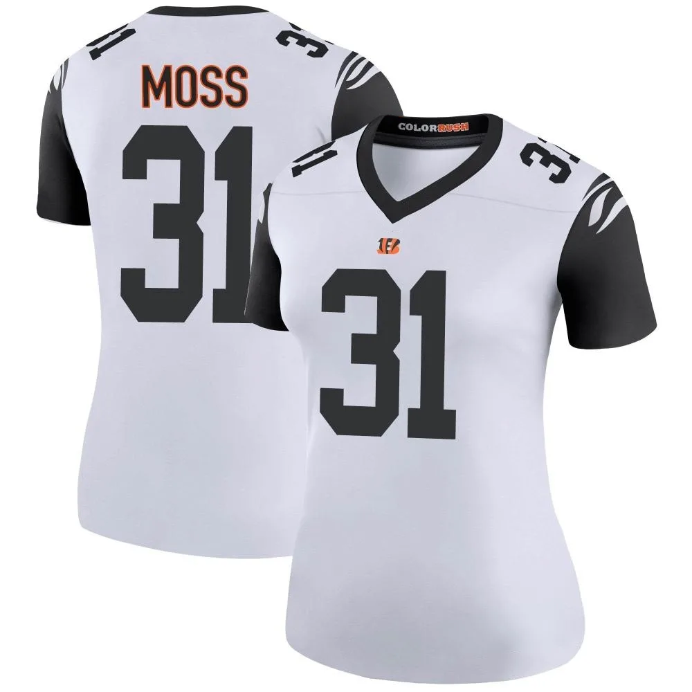 Women's Cincinnati Bengals Zack Moss Nike Color Rush Legend White Jersey Women's Cincinnati Bengals Zack Moss Nike Color Rush Legend White Jersey