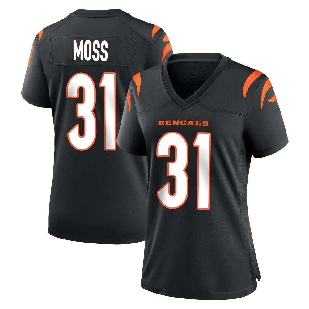 Women's Cincinnati Bengals Zack Moss Nike Team Color Game Black Jersey Women's Cincinnati Bengals Zack Moss Nike Team Color Game Black Jersey
